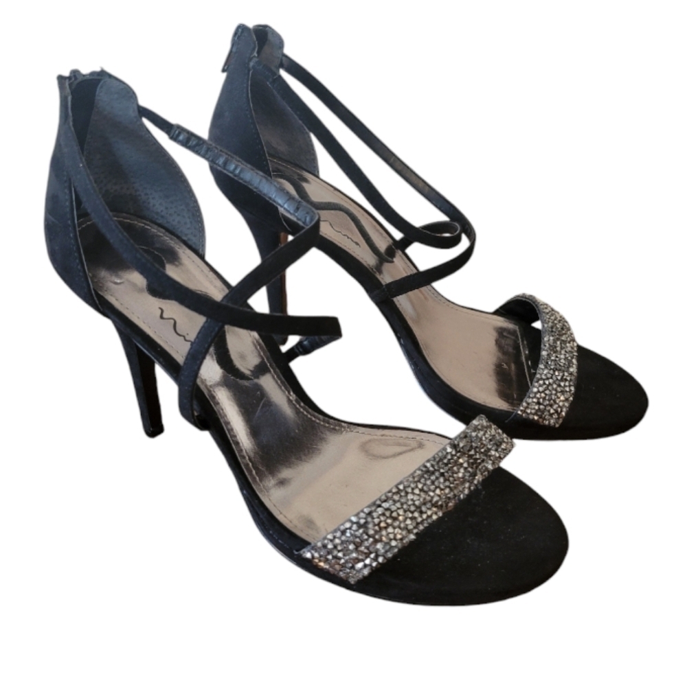 Nina Genuine Suede Jeweled High Heel Sandals Size 8‎
